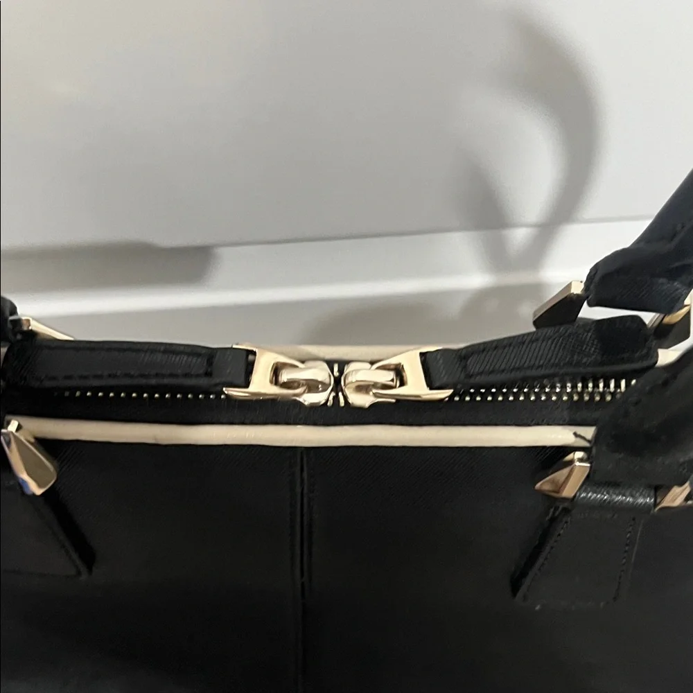 Elegant Black Satchel with white piping by SUSU